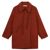 Lapel Overlap Wool Coat