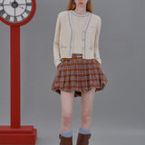 A Line Lapel Plaid Wool Skirt