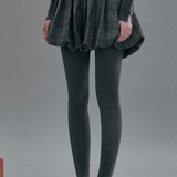 A Line Lapel Plaid Wool Skirt