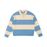 Wide Striped Loose Polo Sweater