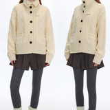 Lapel Design Pocket Knit Jacket