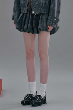 A Line Lapel Plaid Wool Skirt