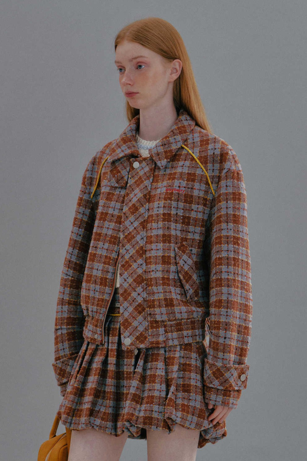 Lapel Plaid Wool Jacket