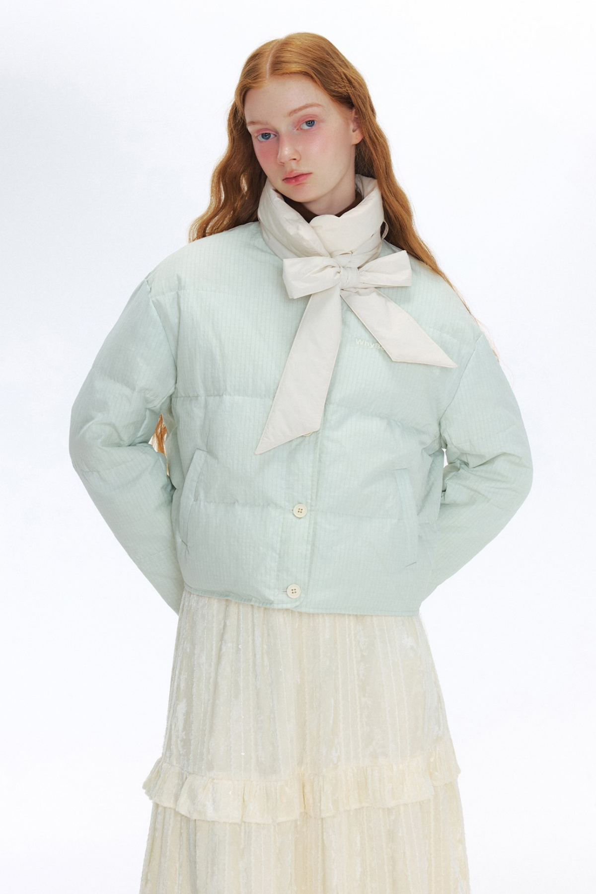 Reversible Light Colored Ribbon Down Jacket