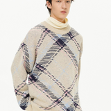 Contrast Plaid Jacquard Sweater