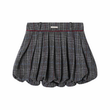 A Line Lapel Plaid Wool Skirt