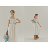 Shell Sleeve Gathered Dress