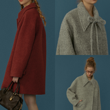 Lapel Overlap Wool Coat