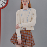 A Line Lapel Plaid Wool Skirt