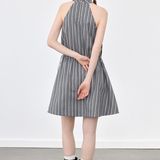 Halter Neck Striped Dress