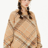 Contrast Plaid Jacquard Sweater