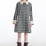 "Blueberry Waffle" Retro Plaid Midi Coat