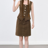 Stitch Design Brown Skirt