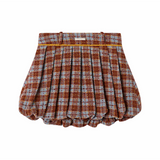 A Line Lapel Plaid Wool Skirt