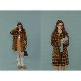Butter Cookie Plaid Wool Mid Coat
