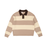 Wide Striped Loose Polo Sweater