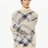 Contrast Plaid Jacquard Sweater