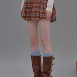 A Line Lapel Plaid Wool Skirt