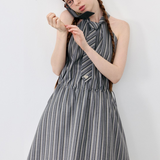 Halter Neck Striped Dress