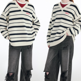 Contrast Color Stripe Sweater