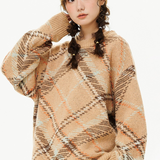 Contrast Plaid Jacquard Sweater