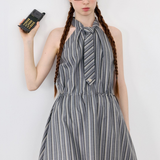 Halter Neck Striped Dress