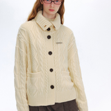 Lapel Design Pocket Knit Jacket