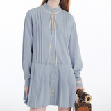 Pleated Shirt Short Dress