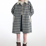 "Blueberry Waffle" Retro Plaid Midi Coat